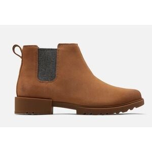 SOREL® Women's 6.5 EMELIE™ II Chelsea Waterproof Bootie in Dark Moss/Gum - $140